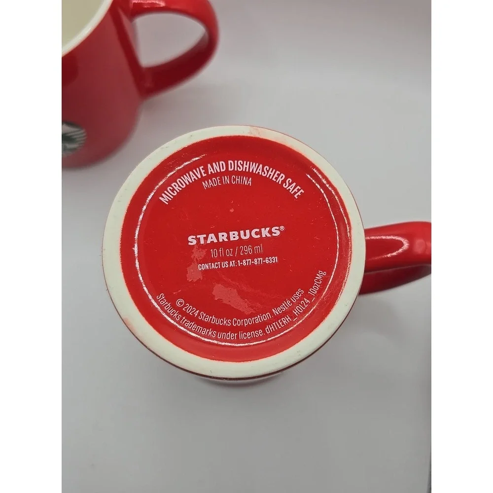 NEW STARBUCKS 2024 2020 Red Green 10 oz 12 oz Coffee Mug Tea Cup Set‎ Of 2